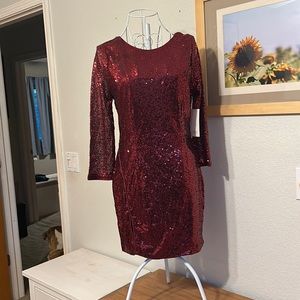 Tobi sequin cranberry red dress. Long sleeve. NWT Size Medium